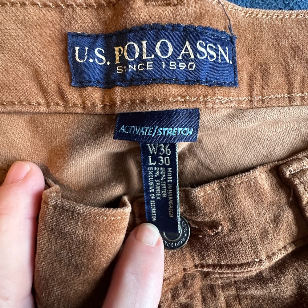 U.S. Polo Assn Corduroy Pants 🤎 36x30 Caramel Stretch Straight - Picture 5 of 7
